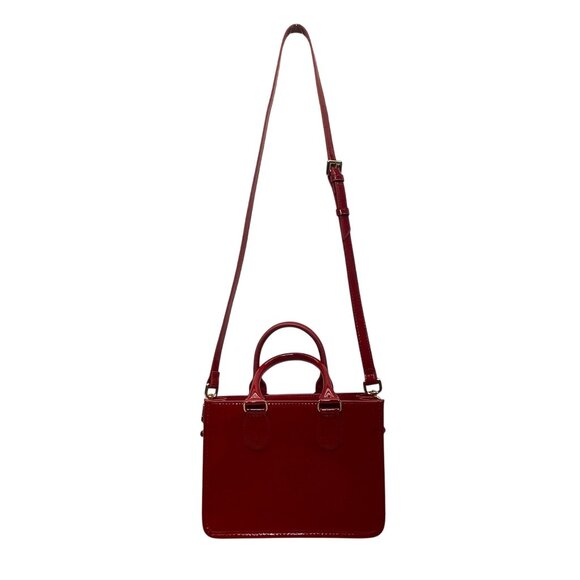 J. Crew Women’s Red Patent Leather Crossbody Adjustable Strap Mini Tote Bag - Picture 1 of 12